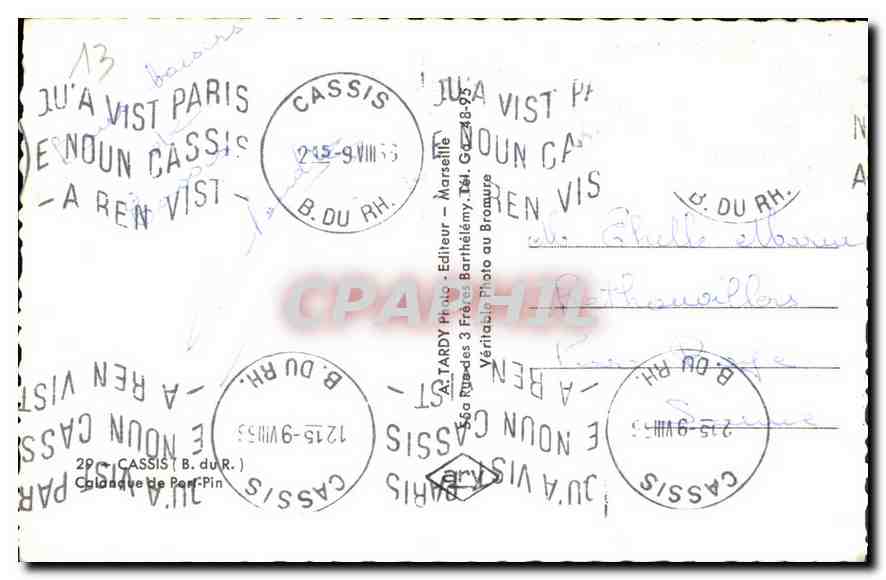 CPA Cassis B du R Calanque de Port Pin  — Rückseite