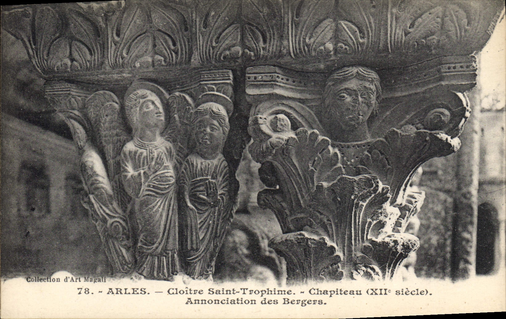 Arles — Cloître Saint-Trophime — Chapiteau (XIIe siècle). Annonciation des Bergers.