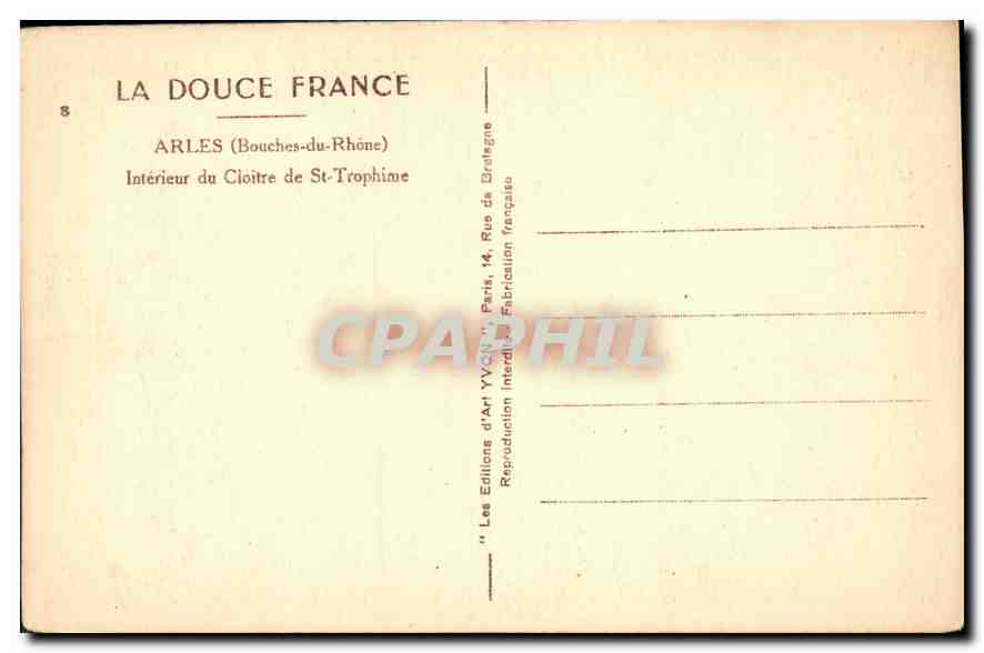 CPA Arles Bouches du Rhone Interieur du Cloitre de St Trophime  — Rückseite
