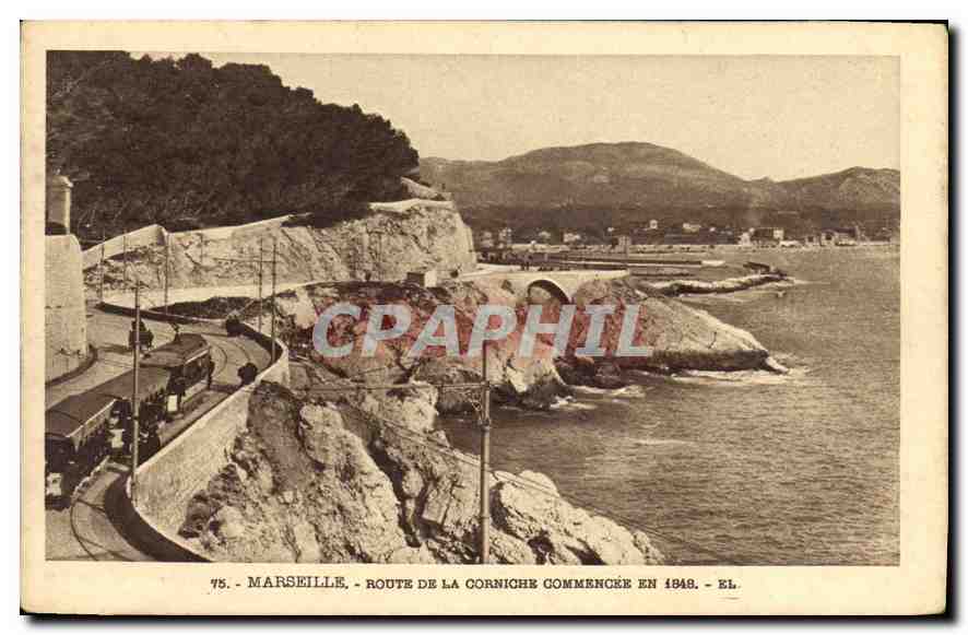 CPA Marseille Route de la corniche Commencee en 1849 