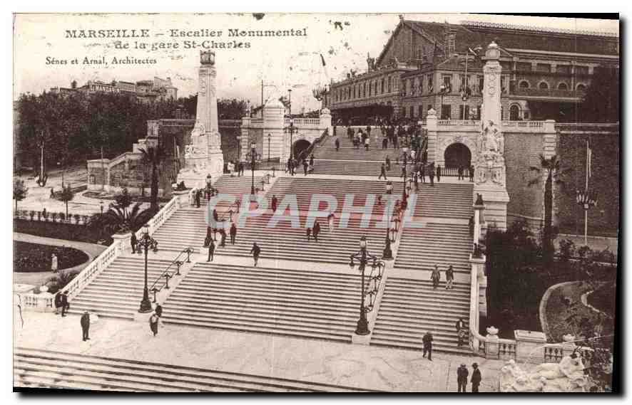 Marseille — Escalier Monumental de la gare St-Charles — Sénès et Arnal, Architectes