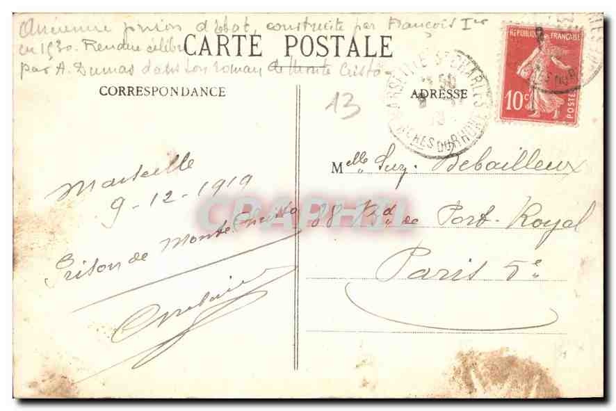 CPA Marseille Chateau d'If  — Rückseite
