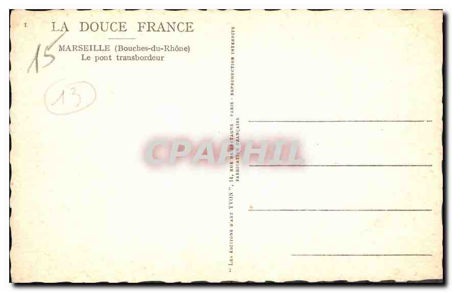 CPA Marseille Bouches du Rhone le Pont Transbordeur  — Verso