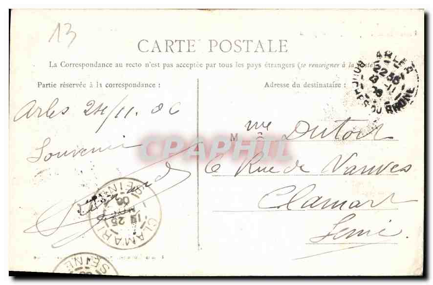 CPA Arles Portail Saint Trophime vue de Profil  — Verso