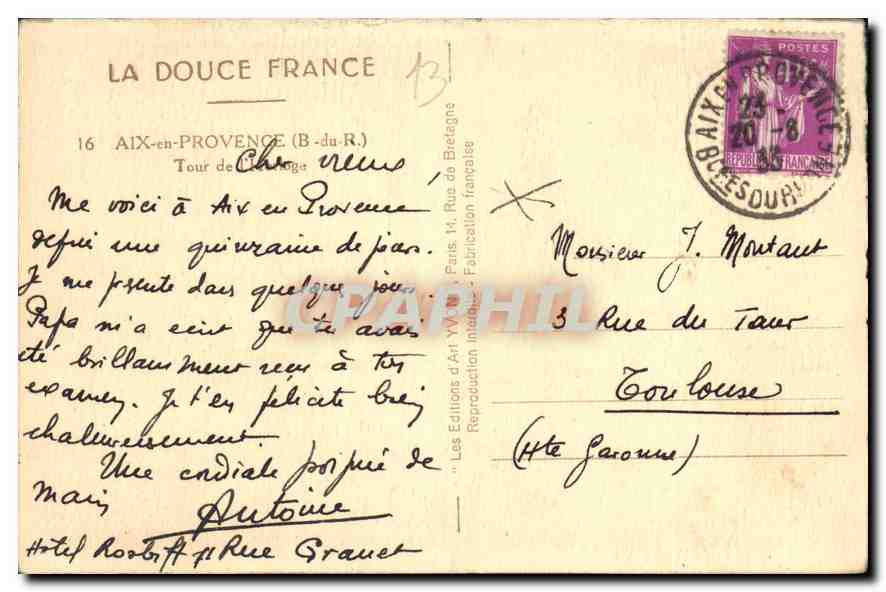 Tour de l'Horloge — Aix-en-Provence — Éditions d'Art Yvon — Reverso