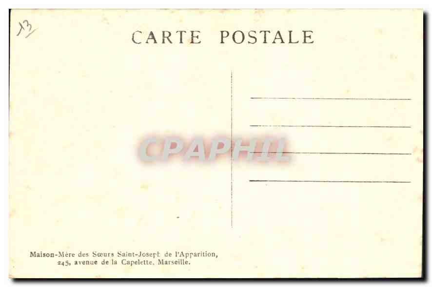 CPA Maison Mere des Soeurs Saint Joseph de l'Apparition 24 S avenue de la Chapelette Marseille  — Verso