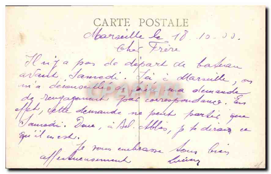 CPA Marseille le Pont a Transbordeur  — Verso