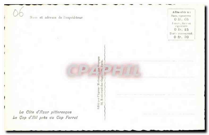 CPA La Cote d'Azur Pittoresque le Cap d'Ail pres du Cap Ferrat  — Verso