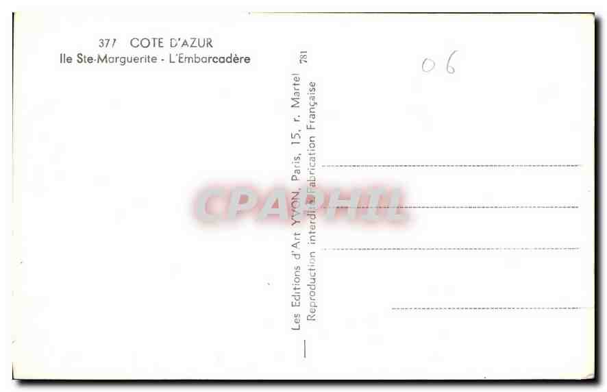 CPA Cote d'Azur Ile Ste Marguerite l'Embarcadere Bateau — Rückseite