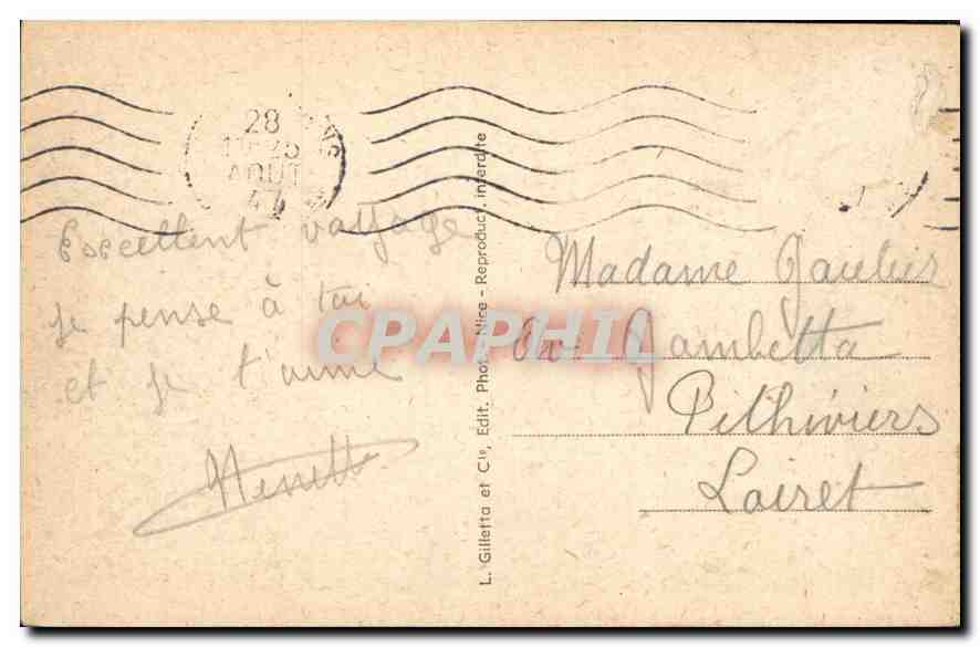 CPA Nice la Promenade des Anglais  — Verso