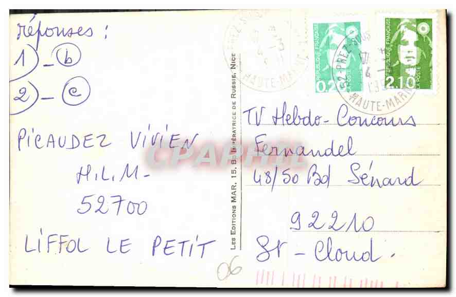 CPA Cannes vue generale  — Rückseite