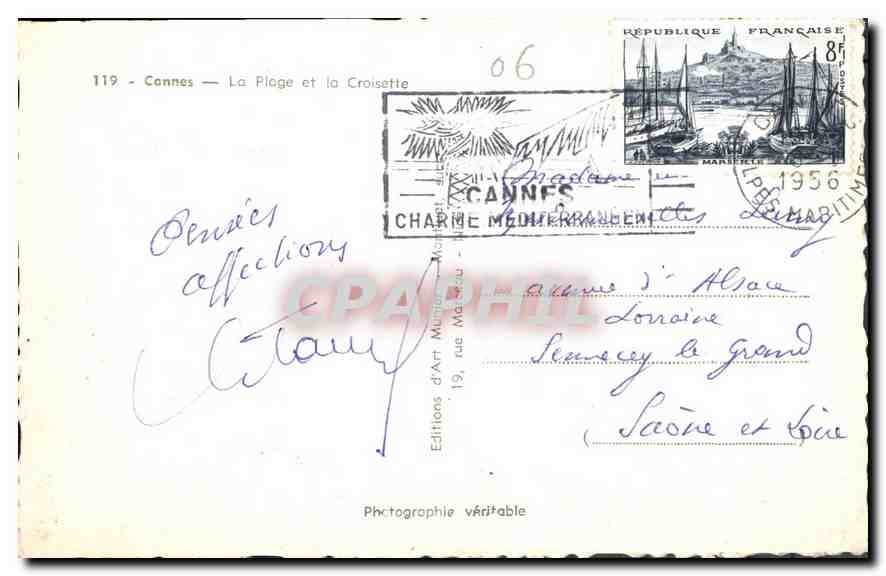 CPA Cannes la Plage et la Croisette  — Rückseite