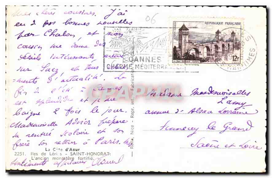 CPA La Cote d'Azur Iles de Lerins Saint Honorat l'ancien monastere fortifie  — Rückseite