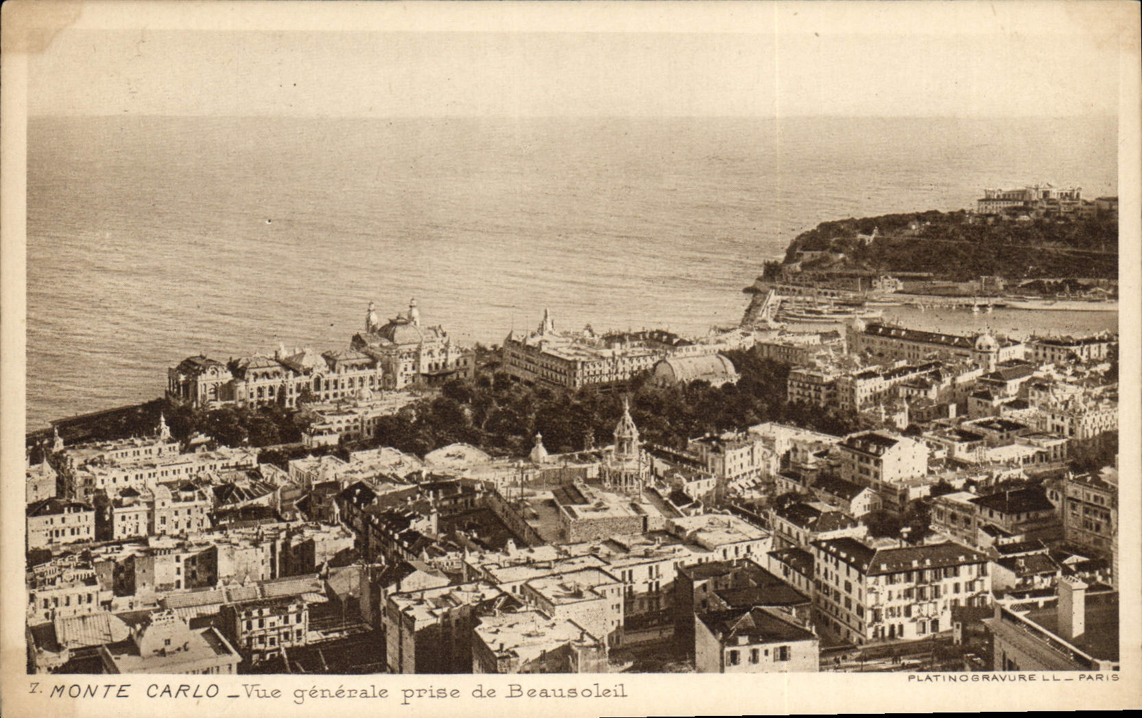 Monte Carlo — Vue générale prise de Beausoleil — Platingravure LL, Paris