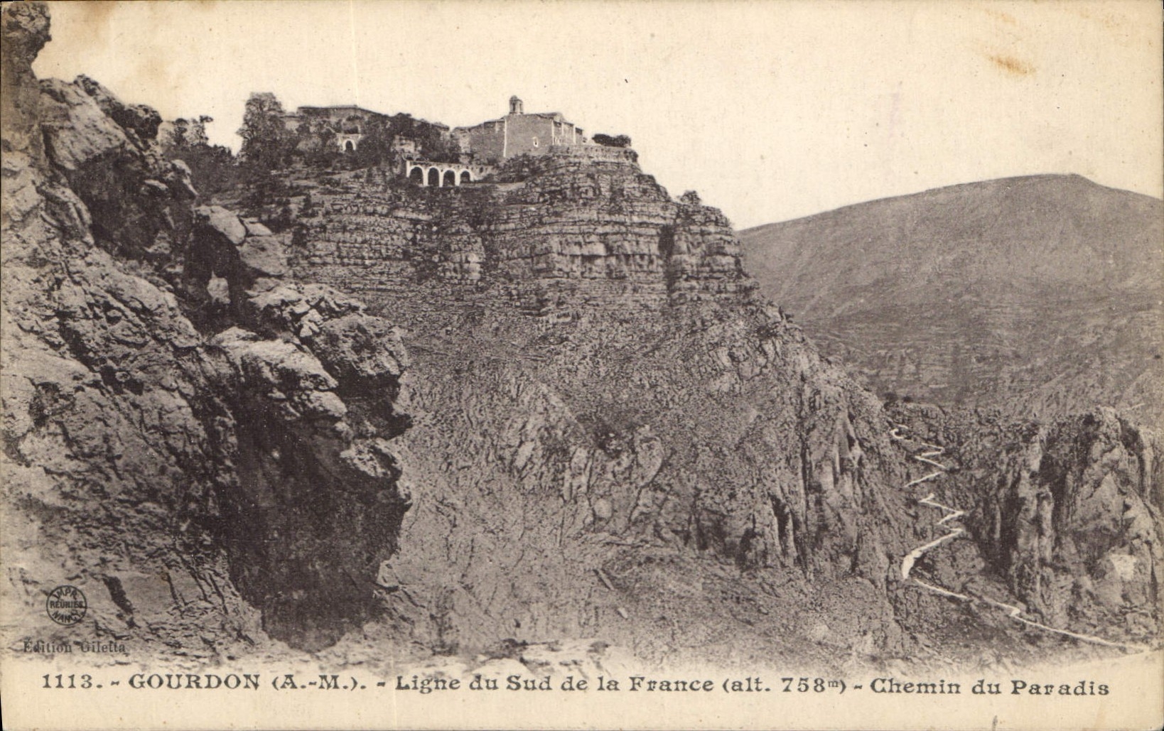 CPA Gourdon A M Ligne du Sud de la France Chemin du Paradis 