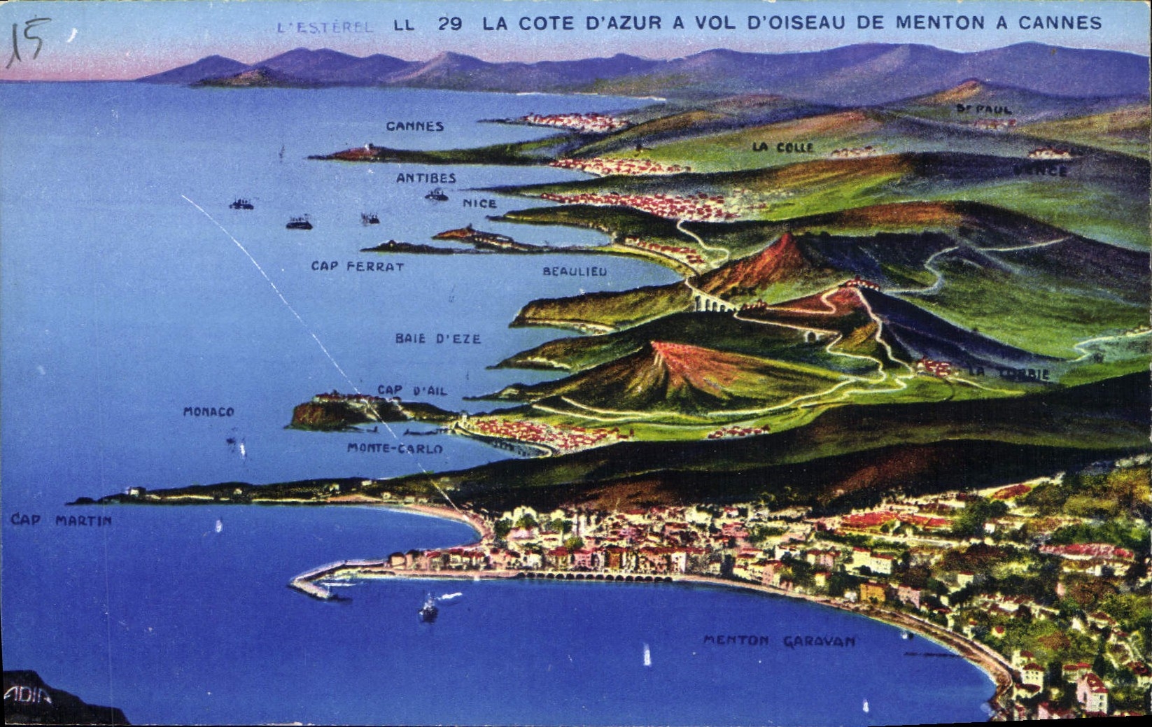CPA La Cote d'Azur a Vol d'oiseau de Menton a Cannes 