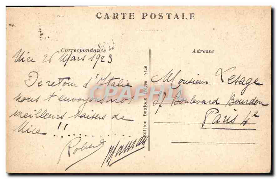 CPA Nice Jardin Albert 1er Centenaire et Jetee Promenade  — Rückseite