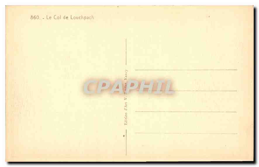 Le Col de Louchpach — vue panoramique — Édition d'Art V. Pidera, Nancy, n° 860 — Verso