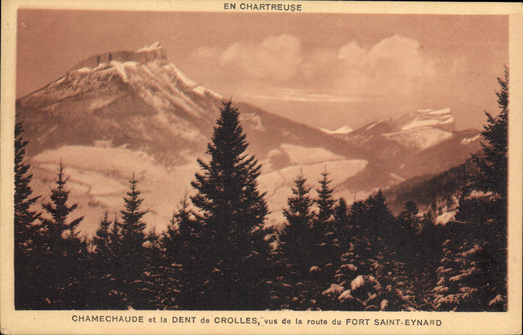 Chamechaude et la Dent de Crolles, vus de la route du Fort Saint-Eynard — En Chartreuse — Éd. J. Sappey, n° 324