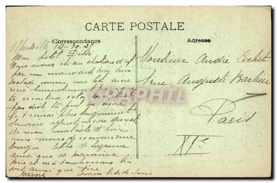 CPA Gabriel Honore Riquetti Comte de Miradeau Entra le 23 Aout 1774 a la demande de son pere fut tra — Rückseite