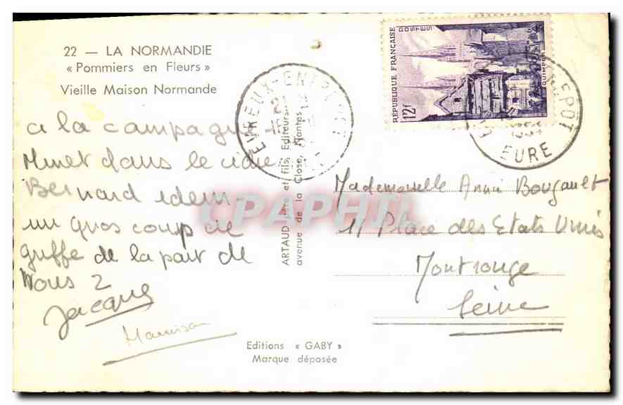 CPA La Normandie Pommiers en Fleurs Vieille Maison Normande  — Rückseite