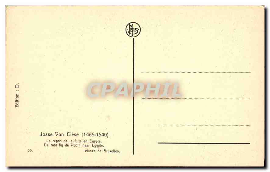 CPA Josse Van Cleve 1485 1540 Le repos de la fulte en Egupte Musee de Bruxelles  — Back