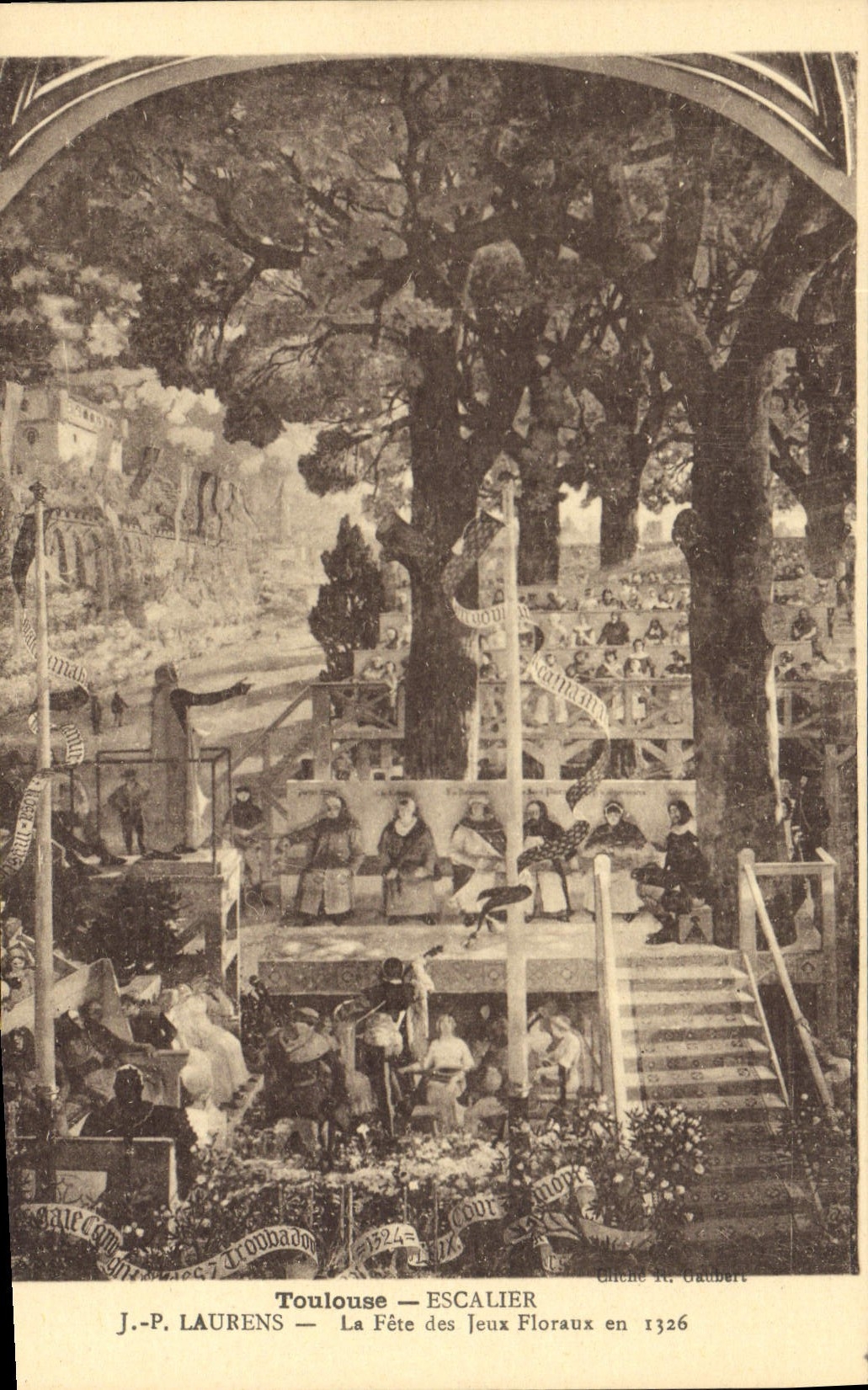 CPA Toulouse Escalier La Fete des Jeux Floraux en 1326 
