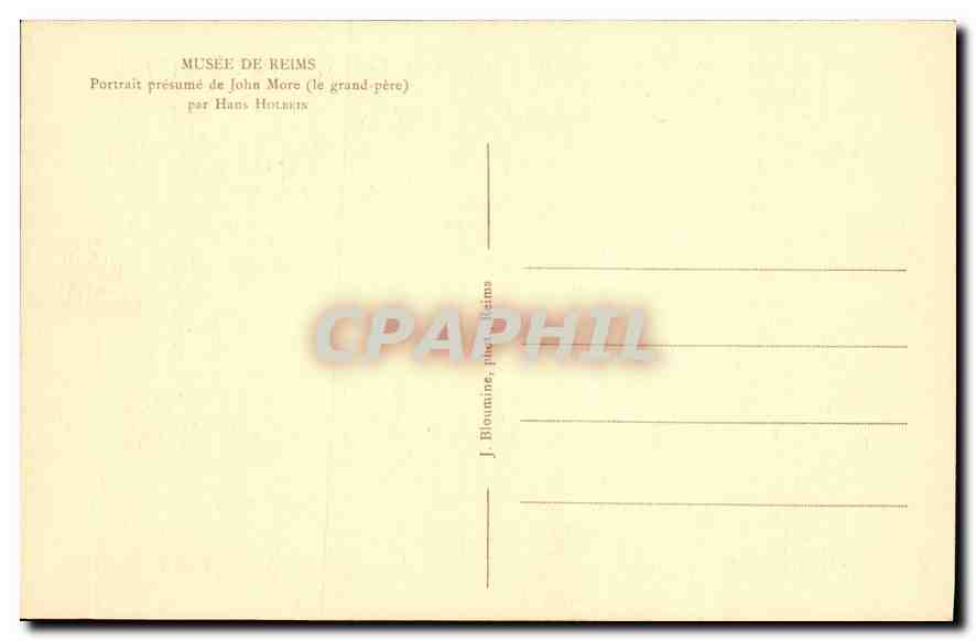 CPA Musee de Reims Portrait presume de John More le grand pere par Hans  — Verso