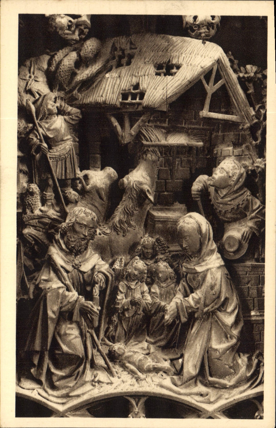 CPA Cathedrale d'Amiens Stalles du Choeur 1508 1519 Partie baute Adoration des Bergers 