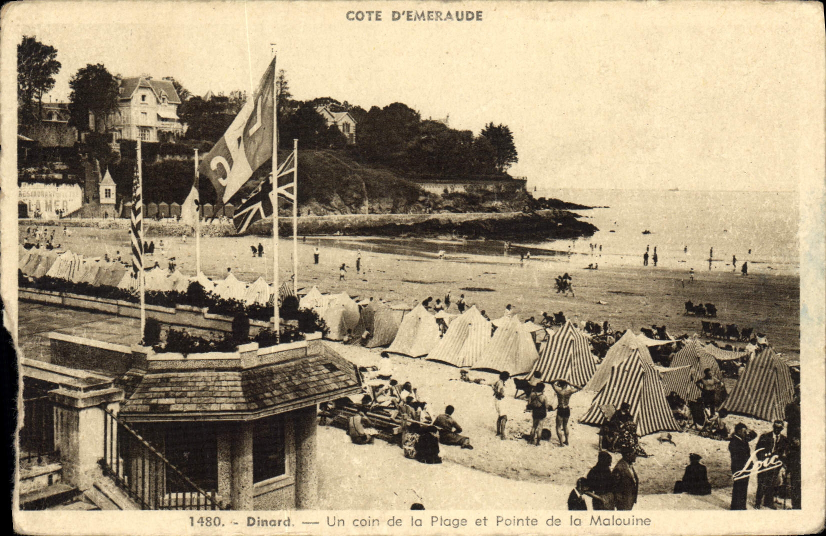 CPA Dinard Un coin de la Plage et Pointe de la Malouine 
