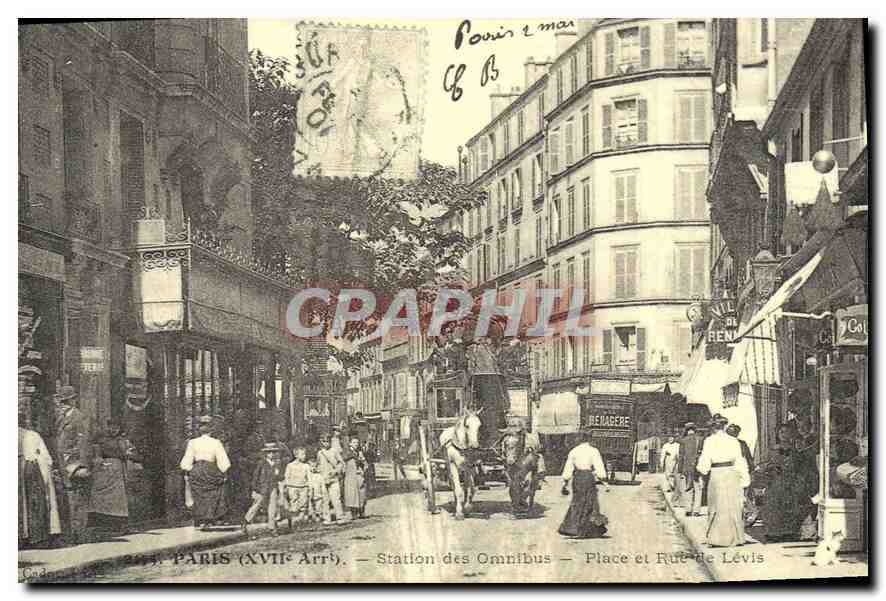 Paris (XVIIe Arrondissement) — Omnibus-Station — Place und Rue de Lévis