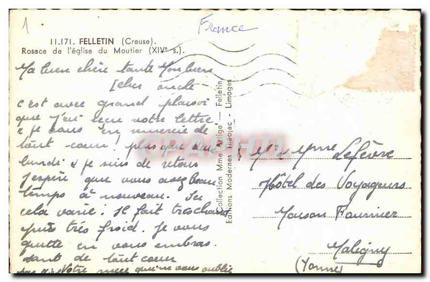 Rosace de l'église du Moutier — XIVe s. — Éditions Même Modernes Limoges — Verso