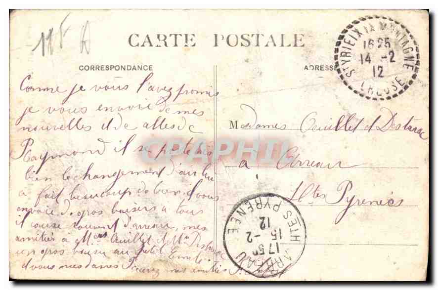Cascades des Jarreaux, près Bourganeuf — PM 535 — Creuse — Verso