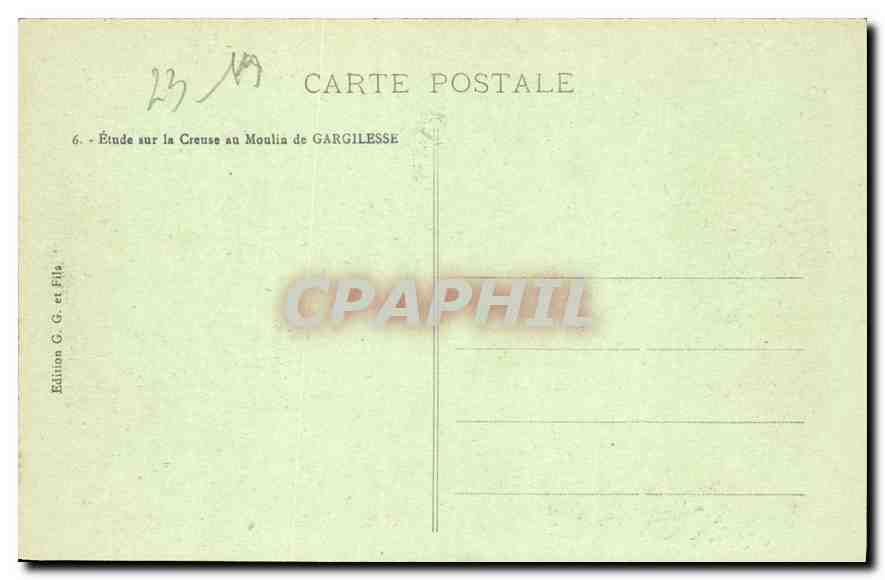 CPA La Creuse Pittoresque Etude sur la Creuse au Moulin de Gargilesse  — Rückseite