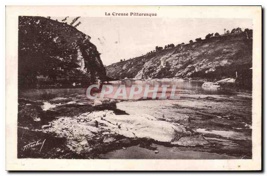 La Creuse Pittoresque — vue du confluent des deux Creuses — Méchel