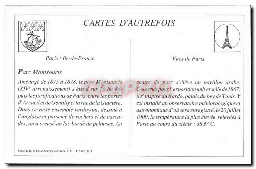 REPRO Paris Parc Montsouris les Cygnes  — Rückseite