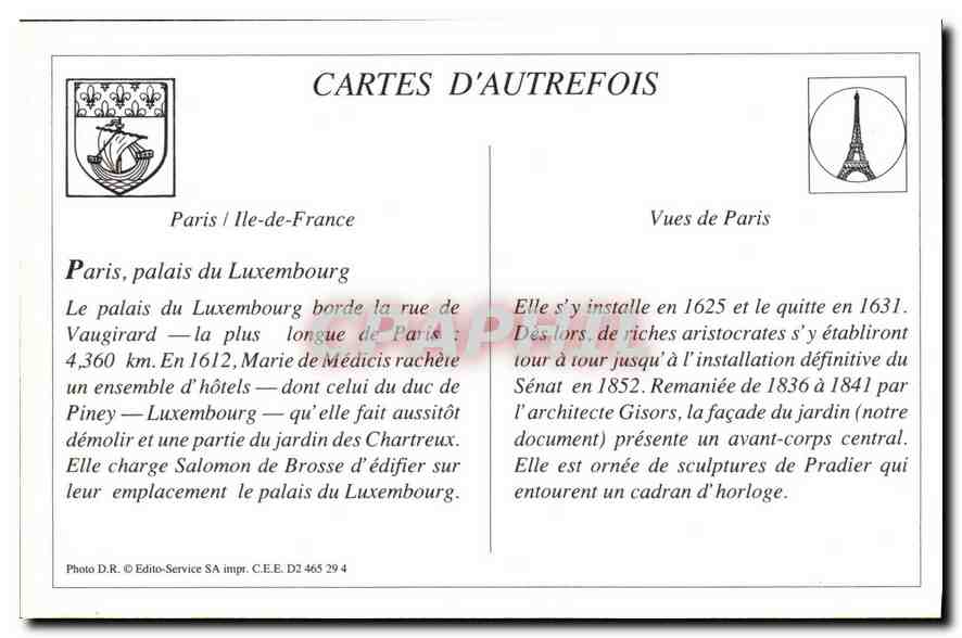 REPRO Paris Le Palais du Luxembourg  — Rückseite