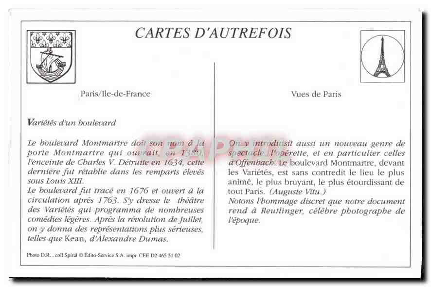 REPRO Paris Boulevard Montmartre  — Rückseite