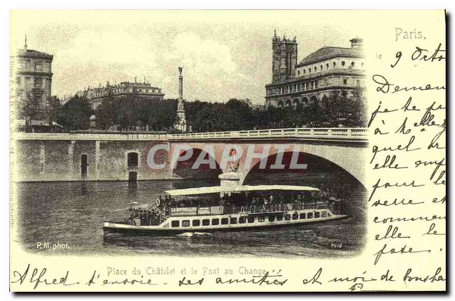 REPRO Paris Place du Chatelet et le Pont au Change 