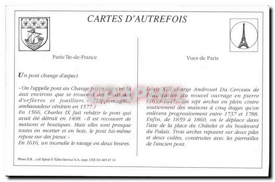 REPRO Paris Place du Chatelet et le Pont au Change  — Rückseite