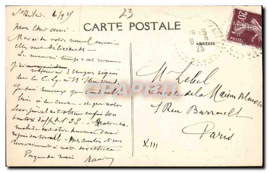 La Creuse Pittoresque — Les Bords du Thaurion entre Vallières et Rcyère — M.F.A. n°1023 — Achterkant