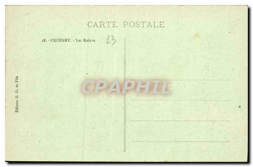 La Creuse Pittoresque — Ruines de Crozant — Édition G. G. et Fils — Rückseite