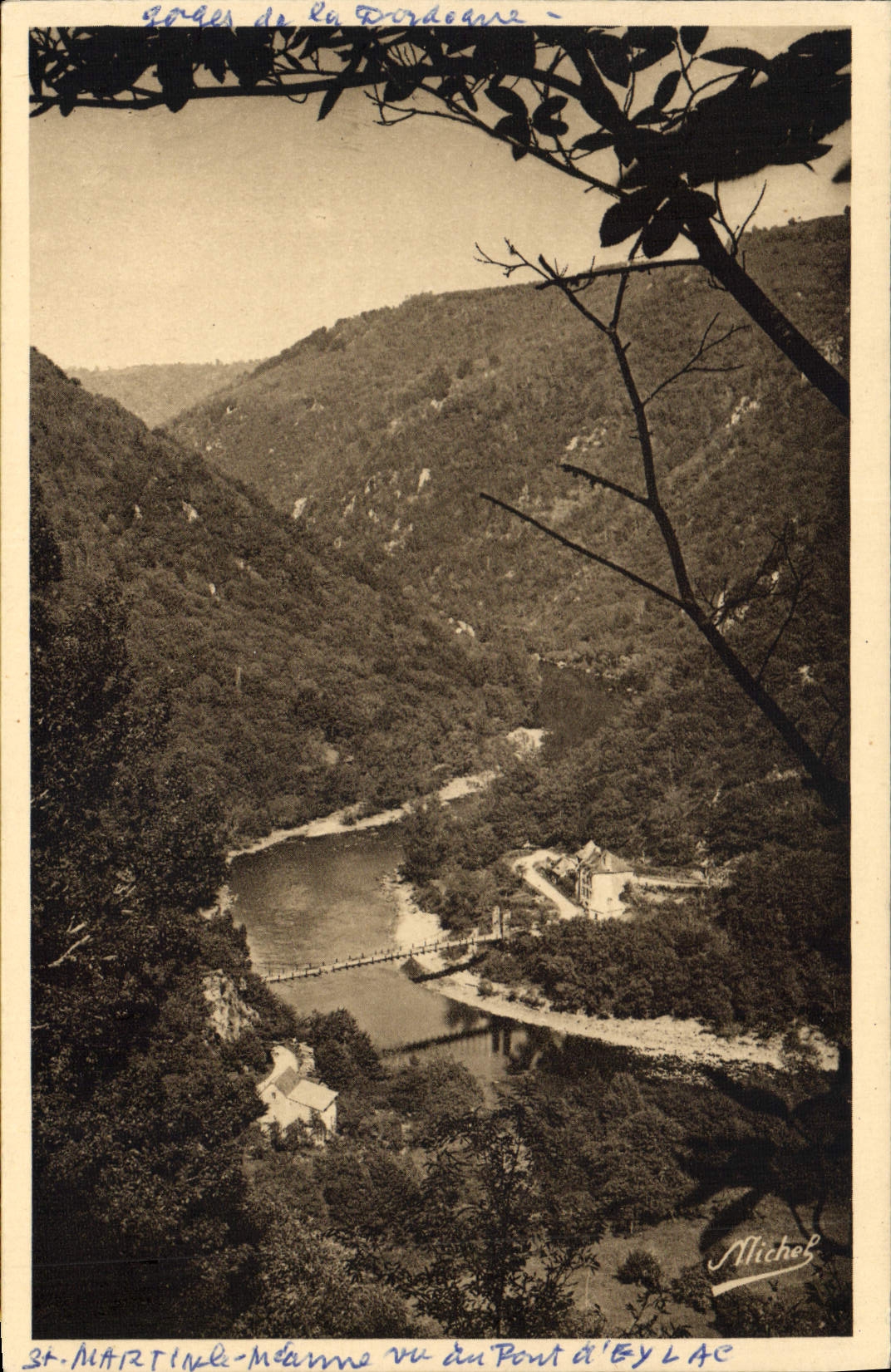 Gorges de la Dordogne — St-MARTIN-la-MÉANNE vue sur le Pont d'Eylac — Édition d'Art Michel Beguin, Marcillac-la-Croixille