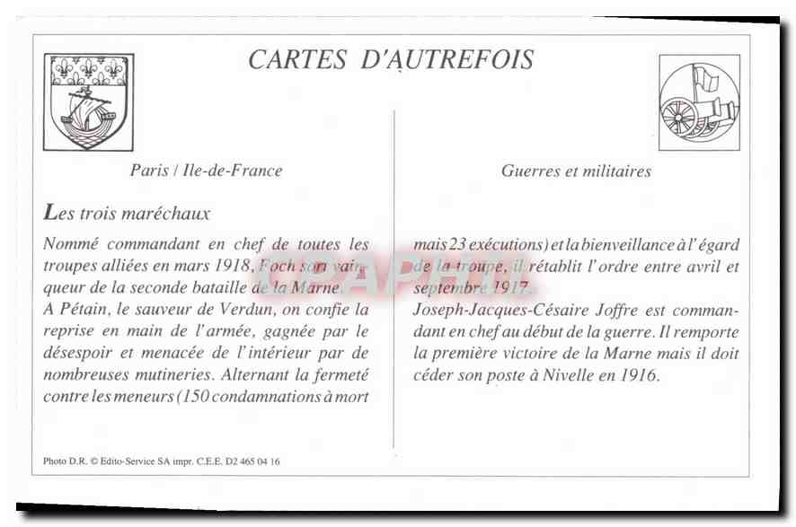 REPRO Les Fetes de la Victoire a Paris 14 Juillet 1919 Les trois Marechaux Petain Foch Joffre  — Rückseite
