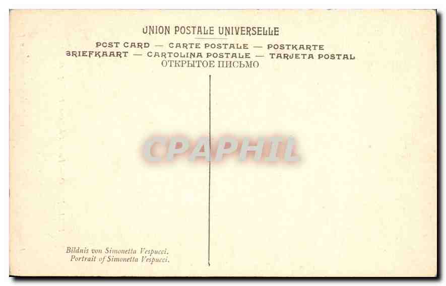 CPA Pollajuolo Portail de Simonetta Vespucci Musee Conde Chantilly  — Verso