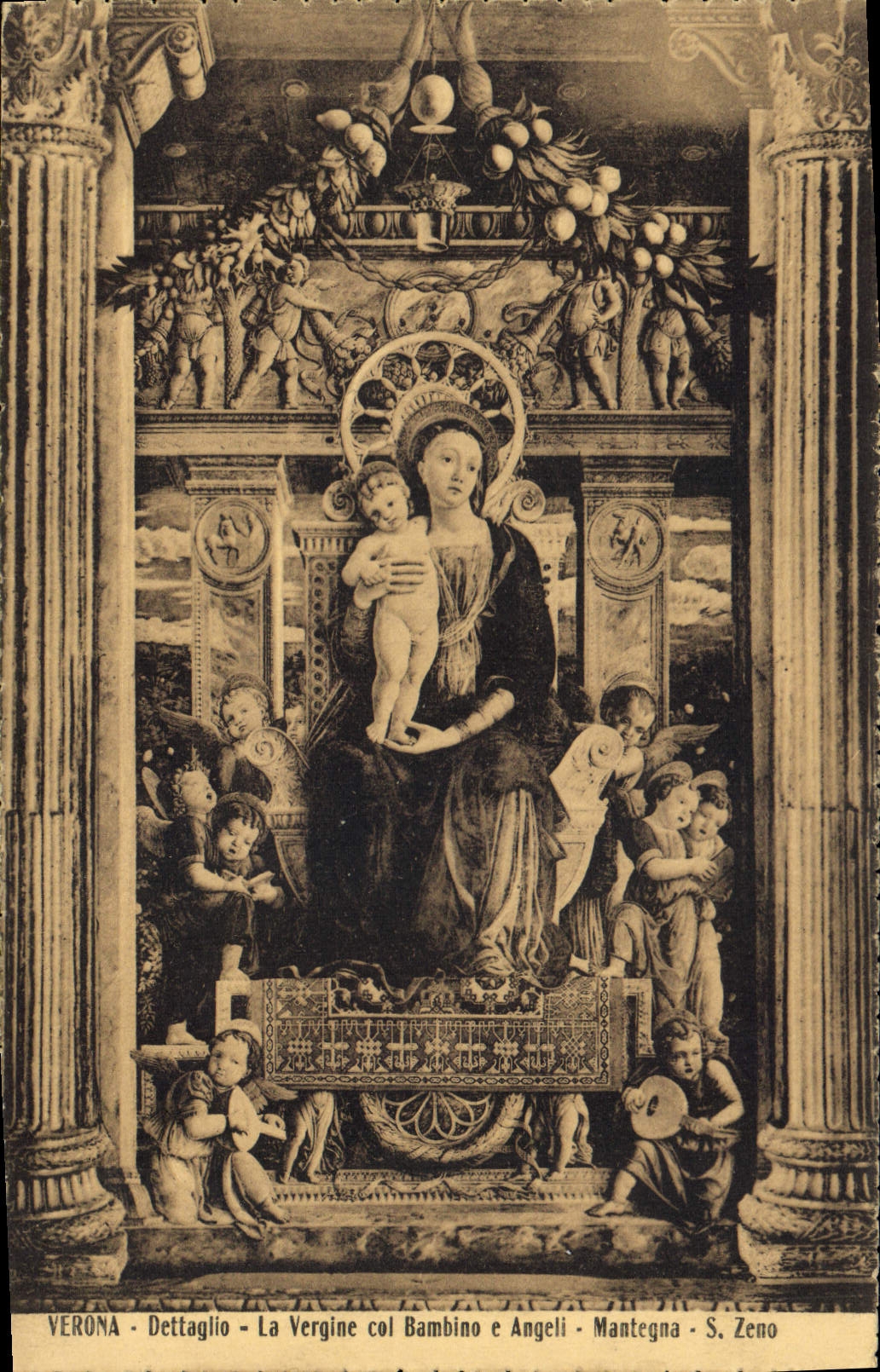 CPA Verona Dettaglio La Vergine col Bambino e Angeli Mantegna S Zeno 
