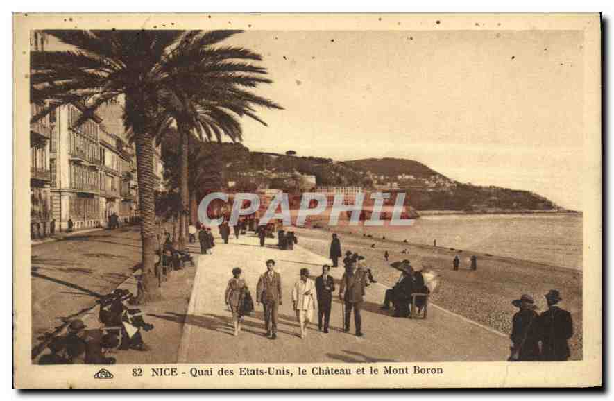 CPA Nice Quai des Etats Unis le Chateau et le Mont Boron 