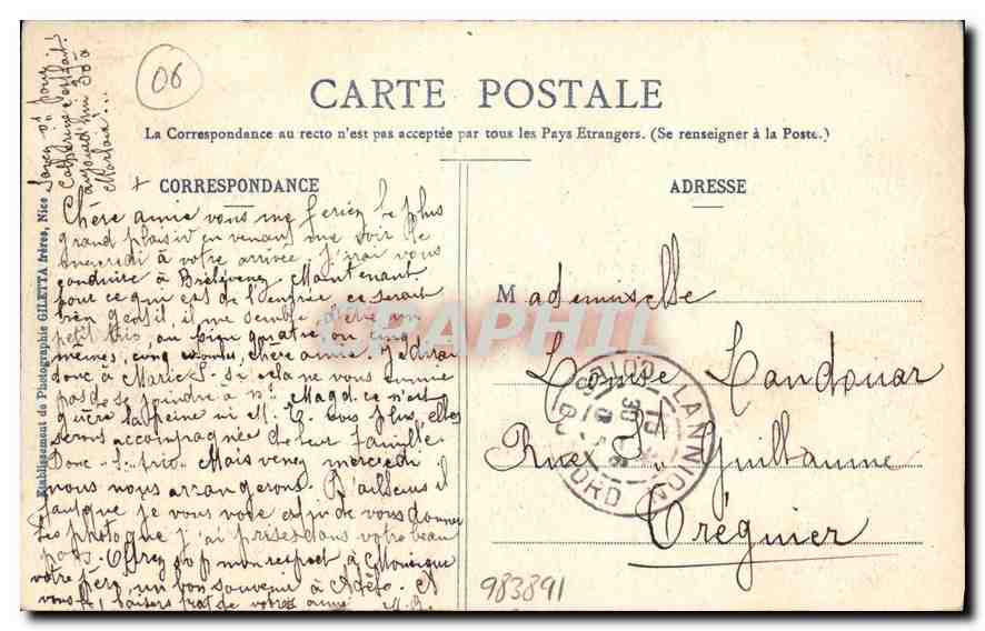 CPA Collection Artistique Nice Entree du Port et le Mont Boron Bateaux — Rückseite