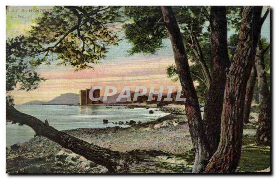 Île Saint-Honorat — vue du lac et du château — N.D. Plier - Recto