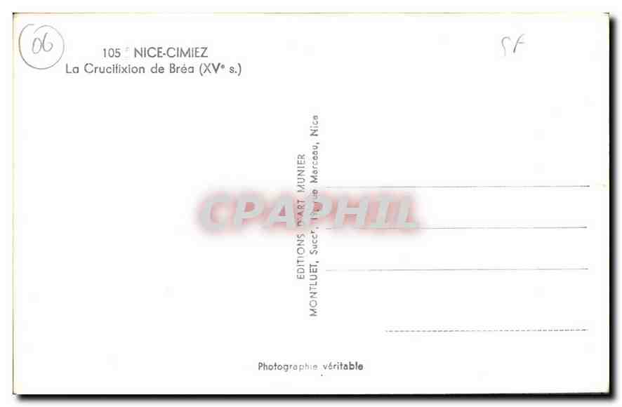 CPA Nice Cimiez La Crucifixion de Brea XVs  — Verso